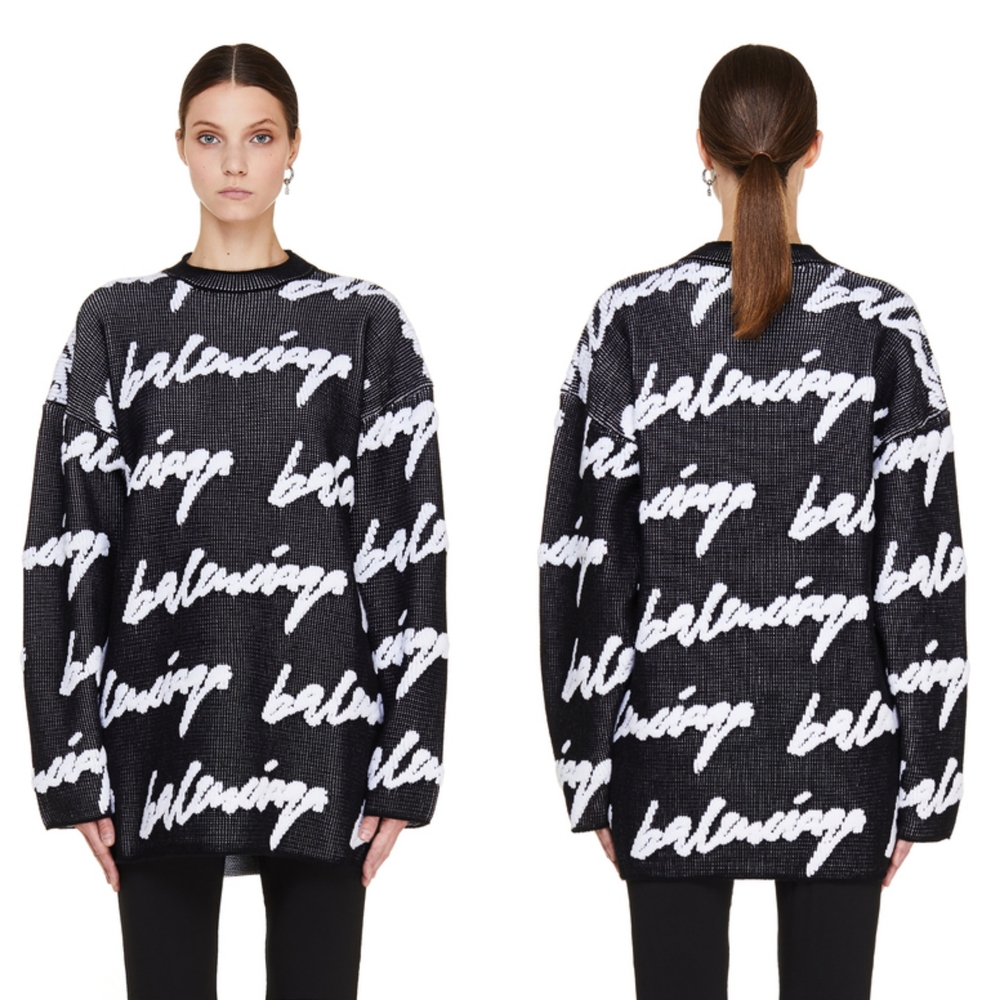 Balenciaga Monochrome Script Sweater